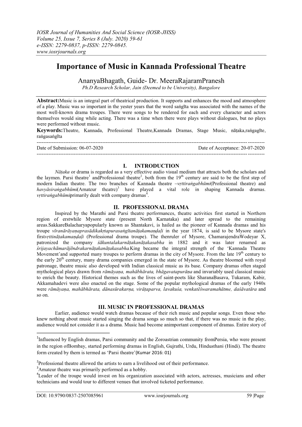 Importance of Music in Kannada Professional Theatre