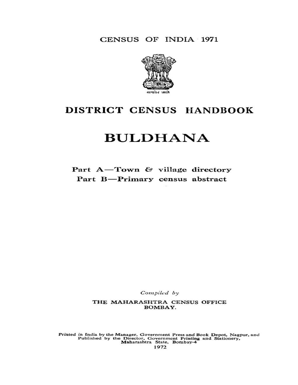District Census Handbook, Buldhana, Part