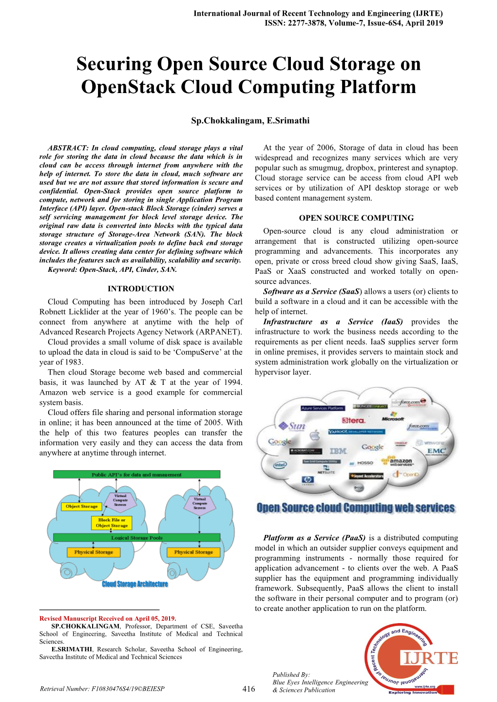 Securing Open Source Cloud Storage on Openstack Cloud Computing Platform