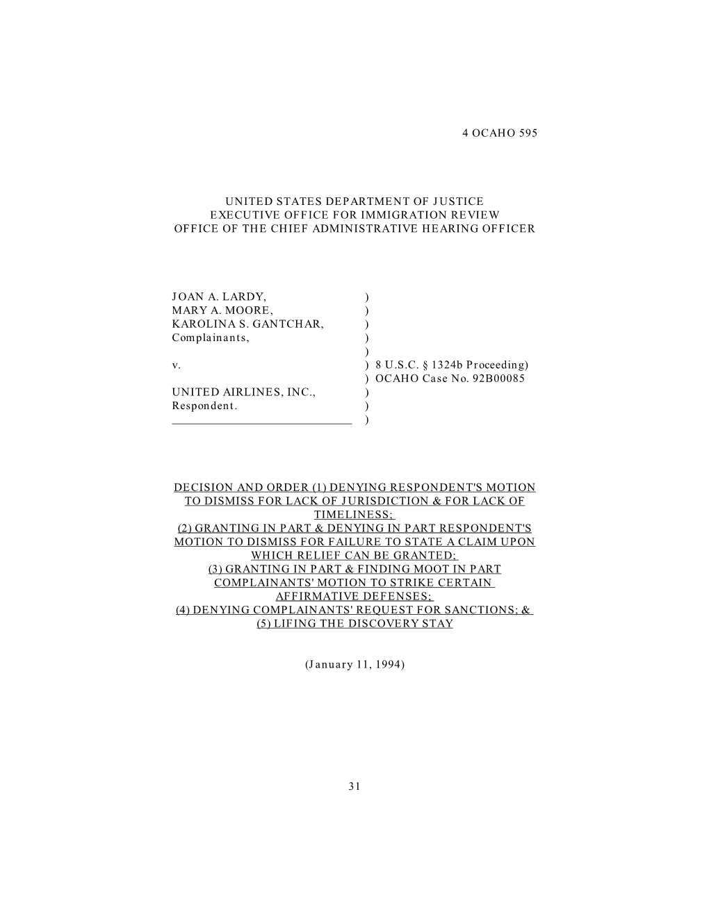 4 Ocaho 595 31 United States Department of Justice