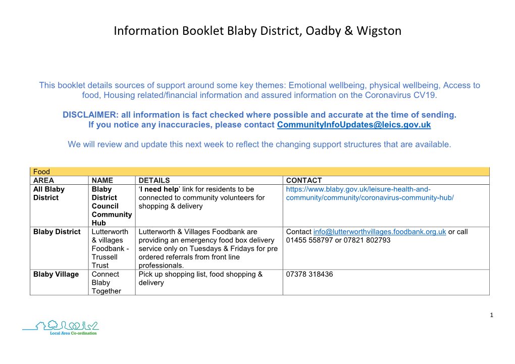 Information Booklet Blaby District, Oadby & Wigston