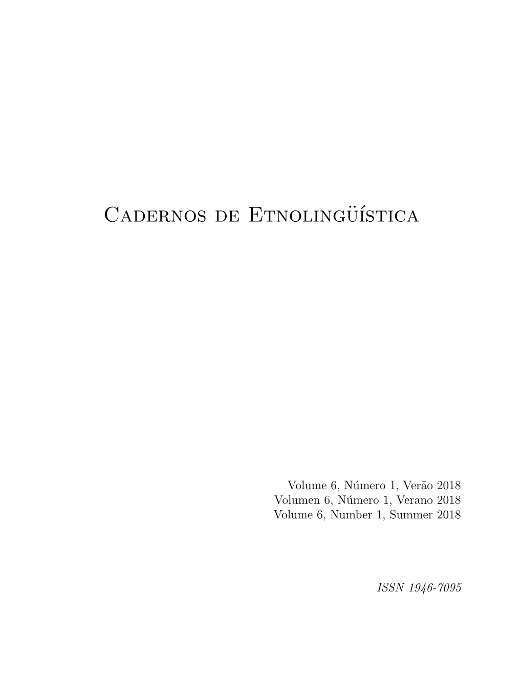 Cadernos De Etnolingüística, Vol. 6, N. 1 (2018)