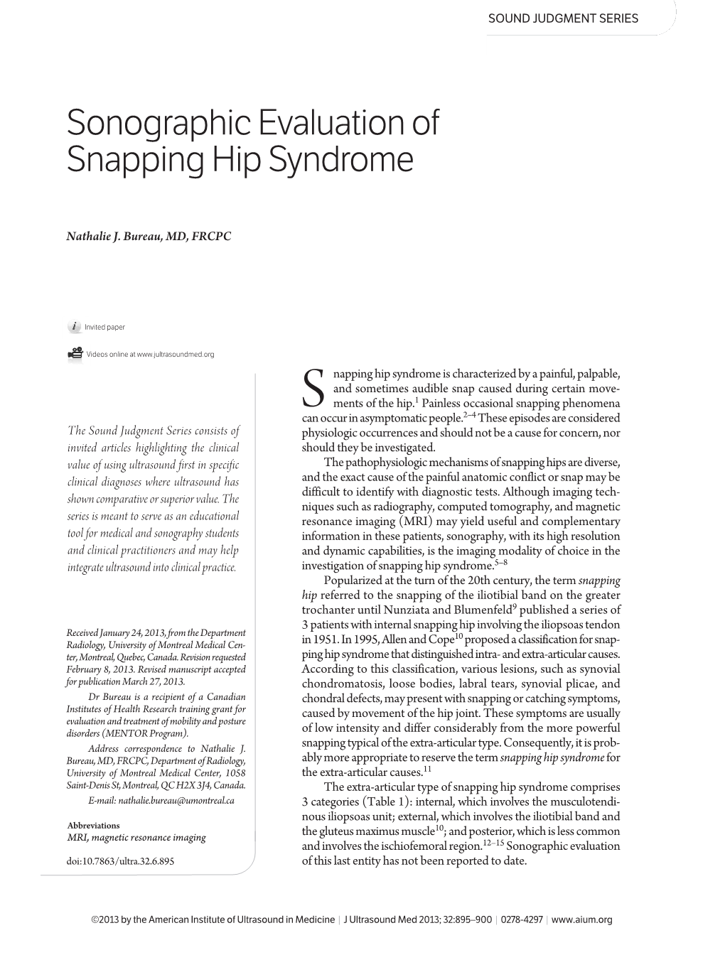 Sonographic Evaluation of Snapping Hip Syndrome