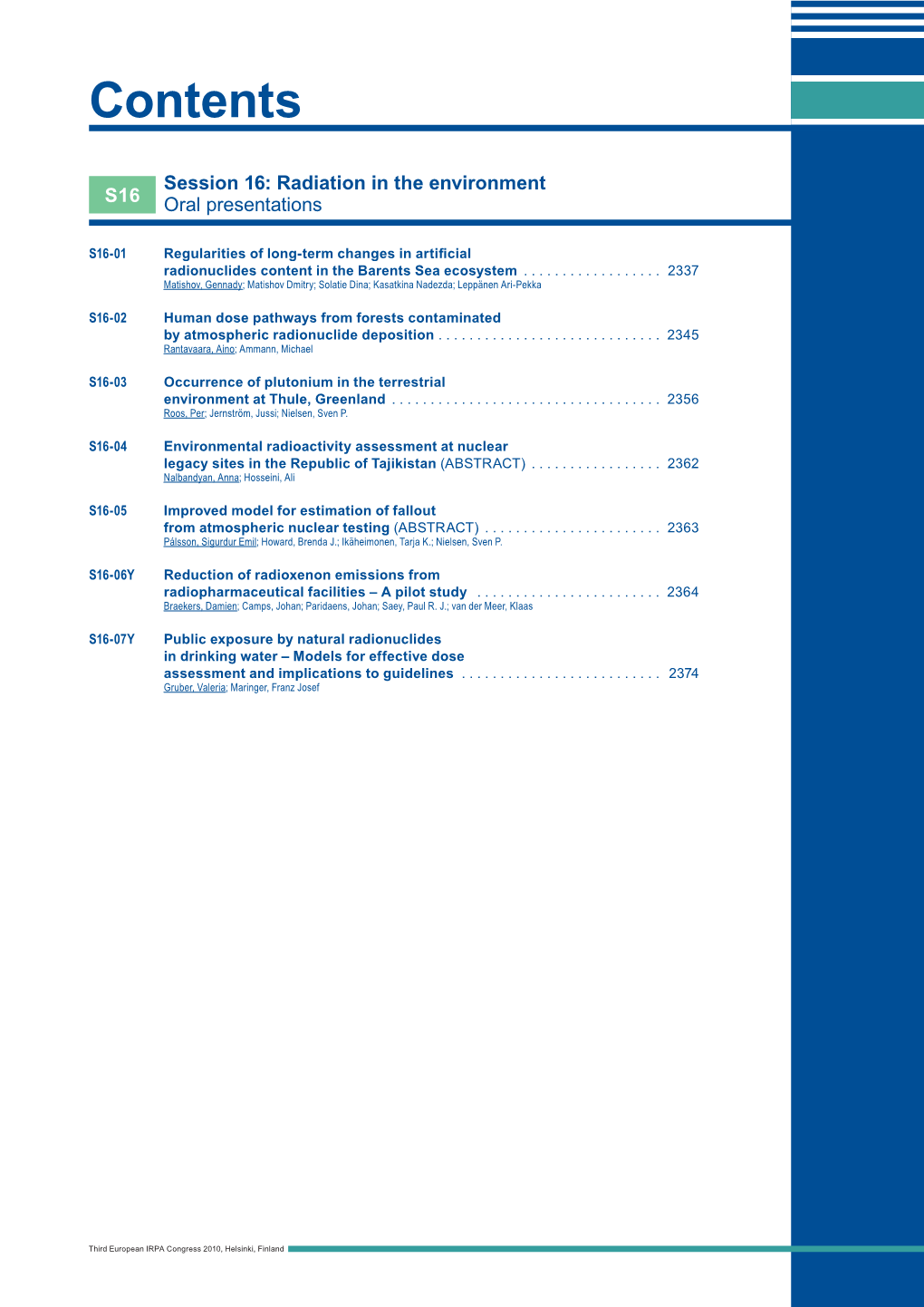 S16-P16 Radiation in the Environment