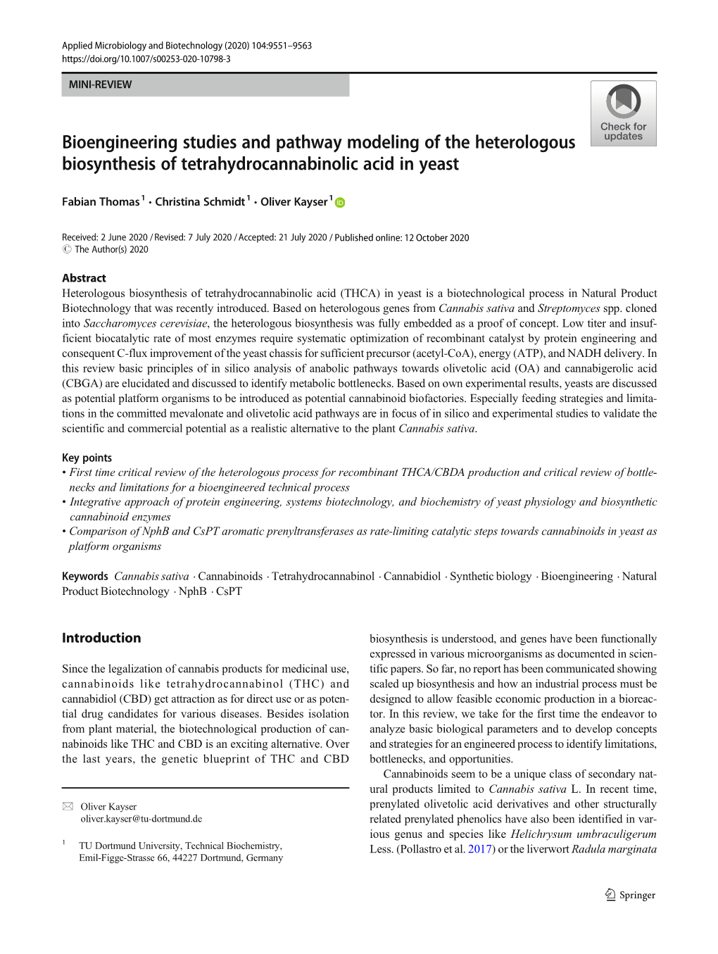 Bioengineering Studies and Pathway Modeling of the Heterologous Biosynthesis of Tetrahydrocannabinolic Acid in Yeast