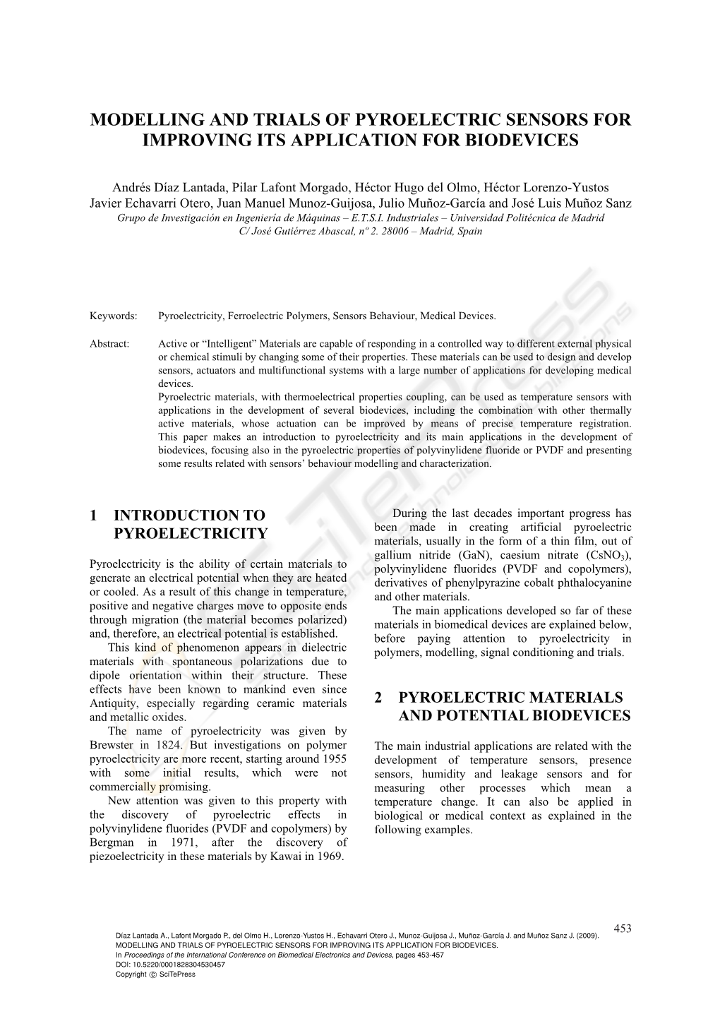 Modelling and Trials of Pyroelectric Sensors for Improving Its Application for Biodevices