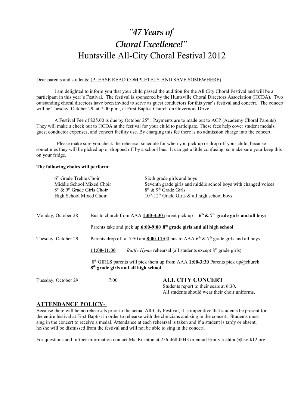 Huntsville All-City Choral Festival 2009