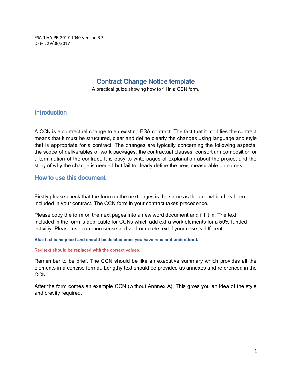 Contract Change Notice Template