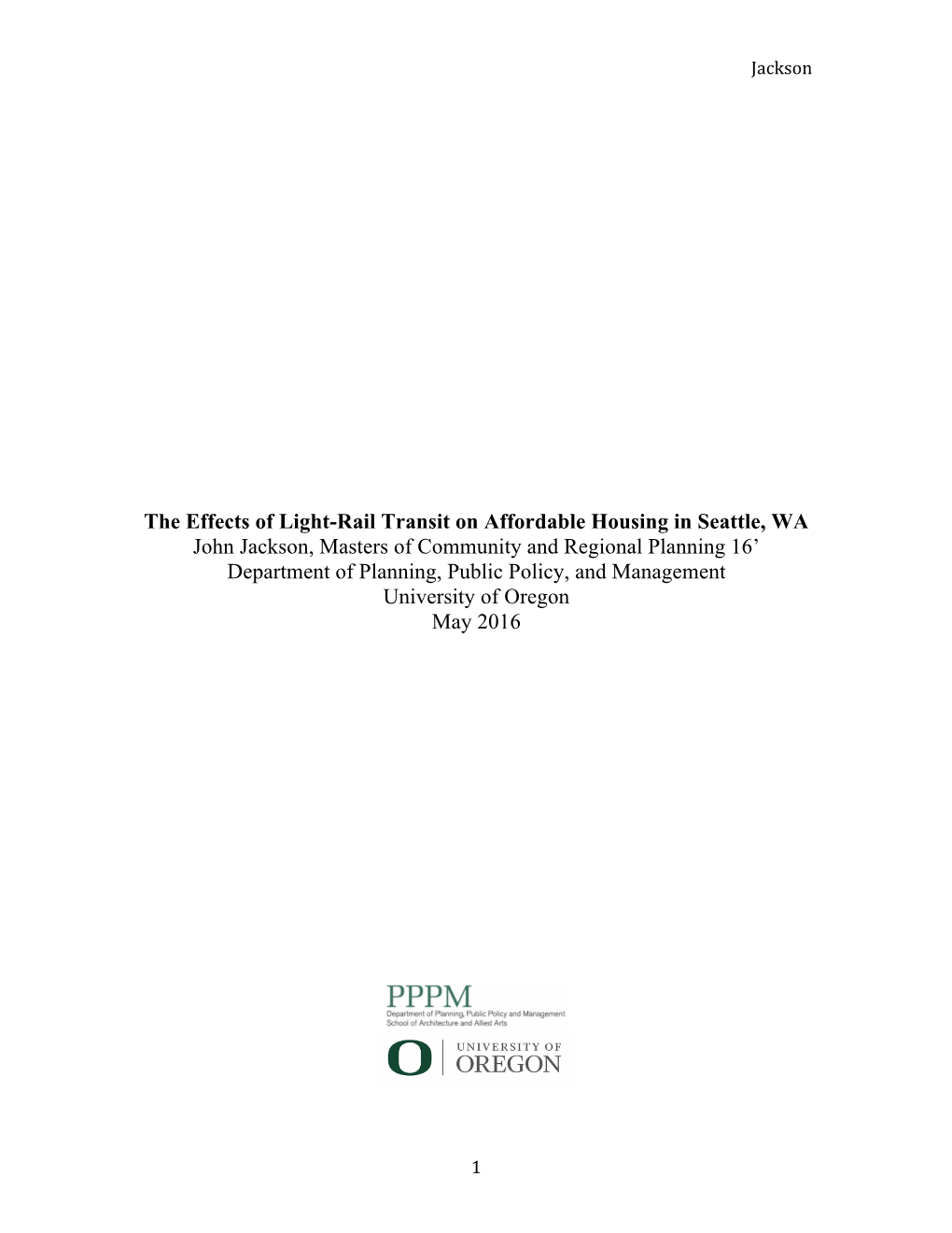 The Effects of Light-Rail Transit on Affordable Housing in Seattle, WA