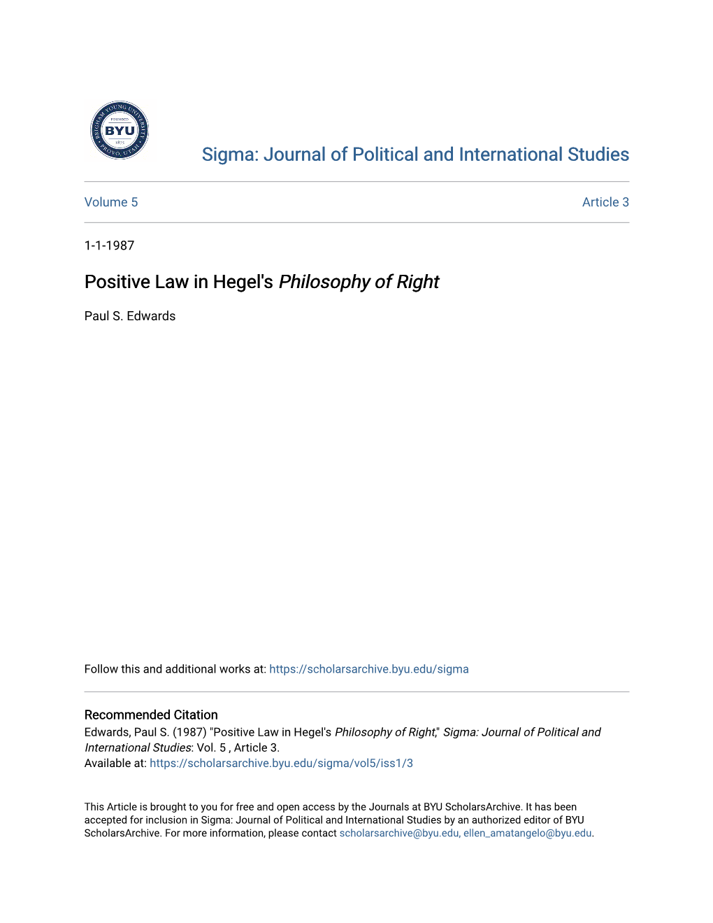 Positive Law in Hegel's Philosophy of Right