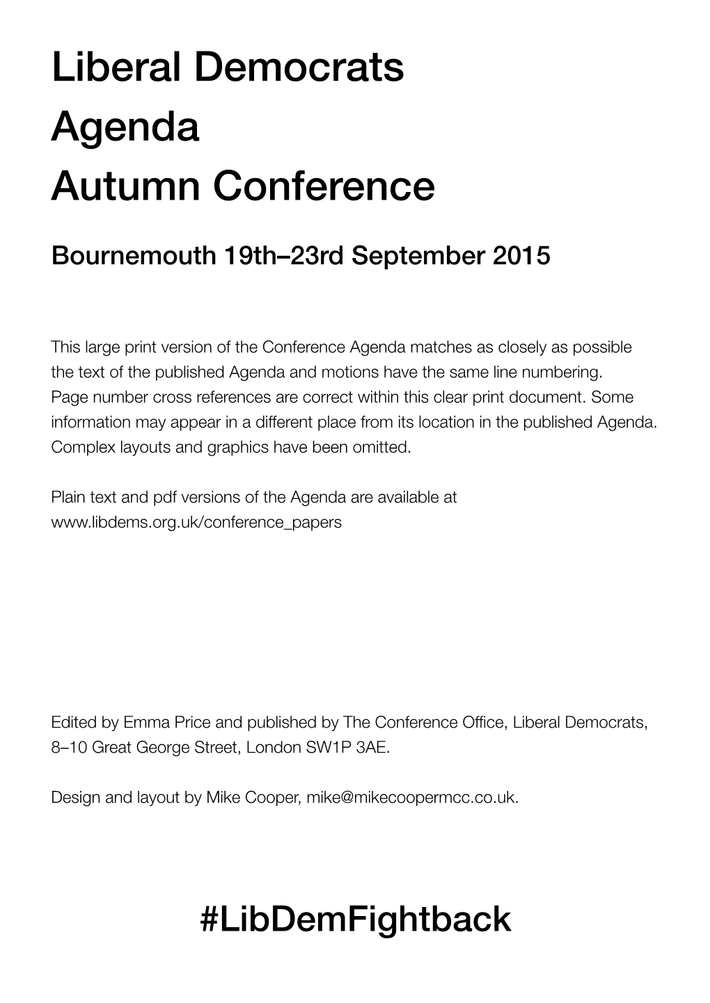 Liberal Democrats Agenda Autumn Conference