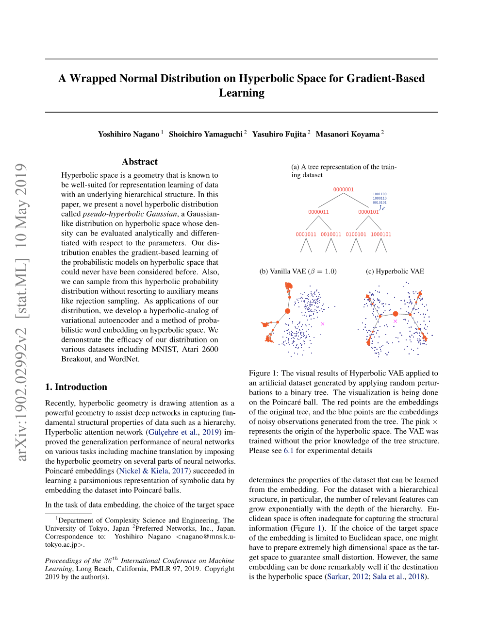 A Wrapped Normal Distribution on Hyperbolic Space for Gradient-Based Learning