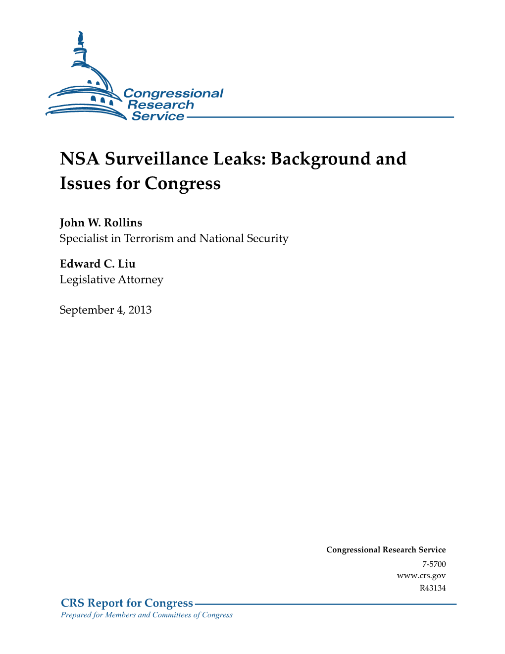 NSA Surveillance Leaks: Background and Issues for Congress