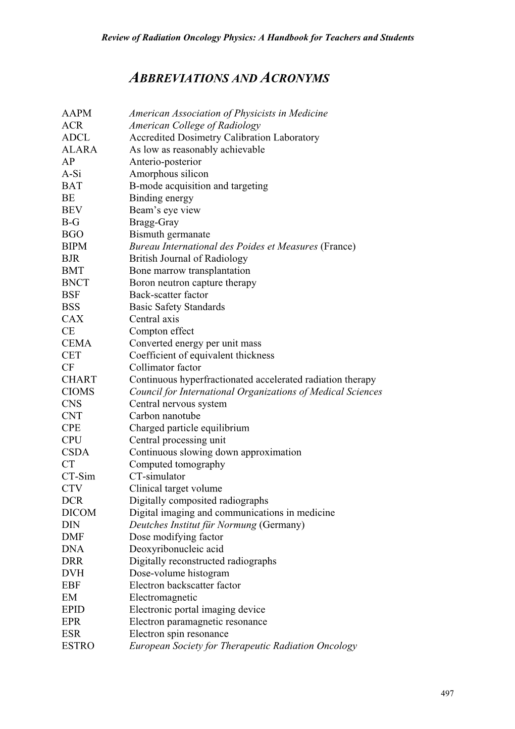 Abbreviations and Acronyms