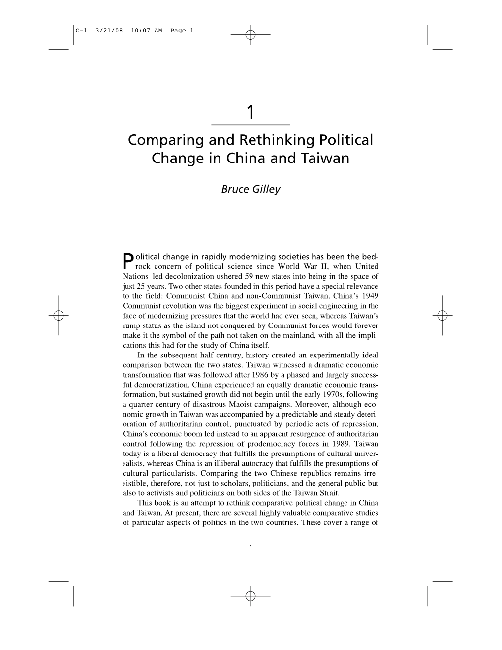 Comparing and Rethinking Political Change in China and Taiwan