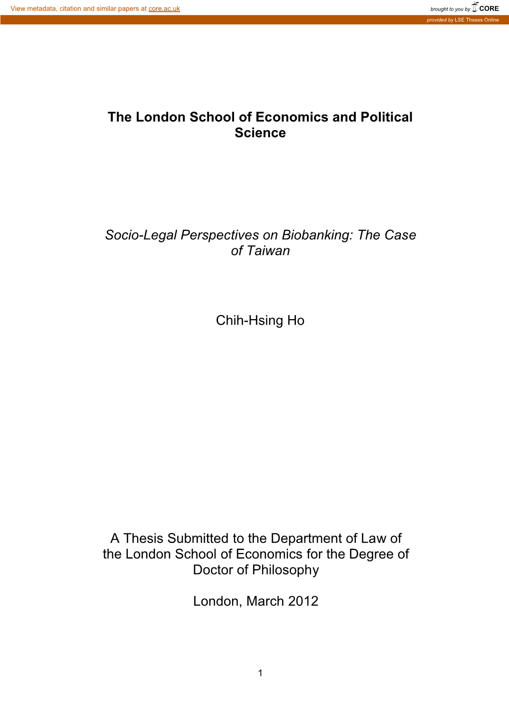 The London School of Economics and Political Science Socio
