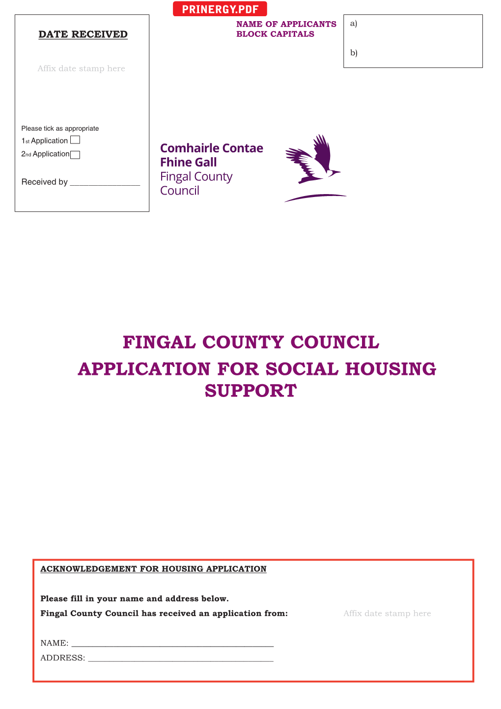 Fingal County Council Application for Social Housing Support