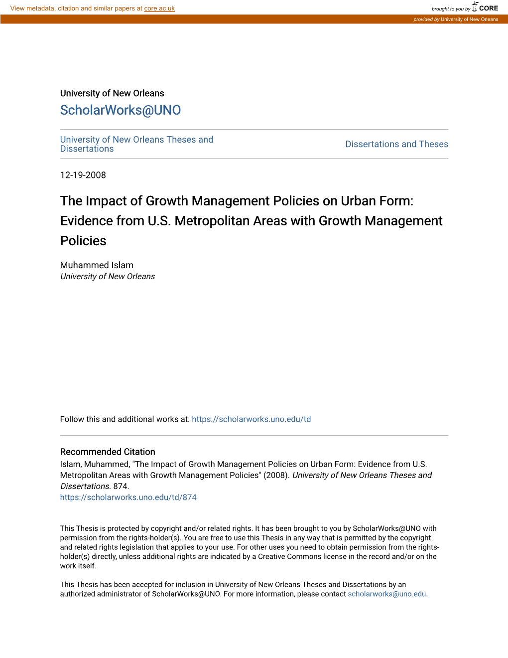 The Impact of Growth Management Policies on Urban Form: Evidence from U.S