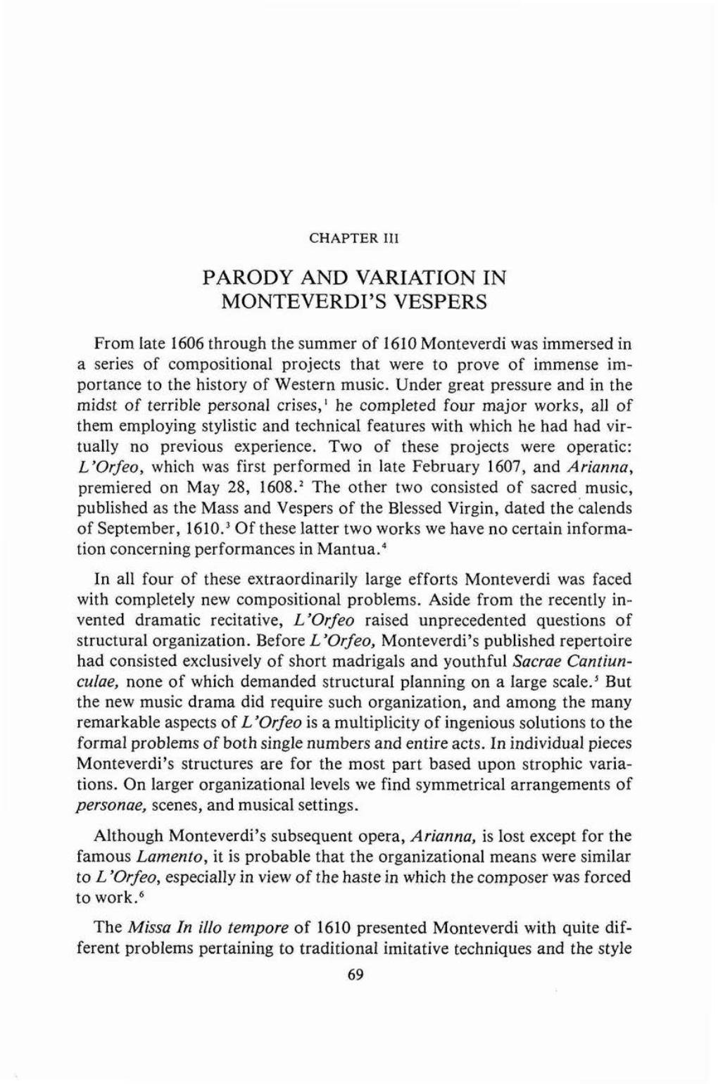 Parody and Variation in Monteverdi's Vespers