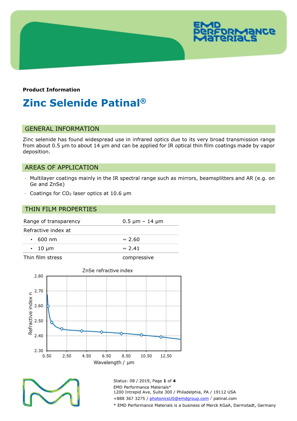 Zinc Selenide Patinal®Us