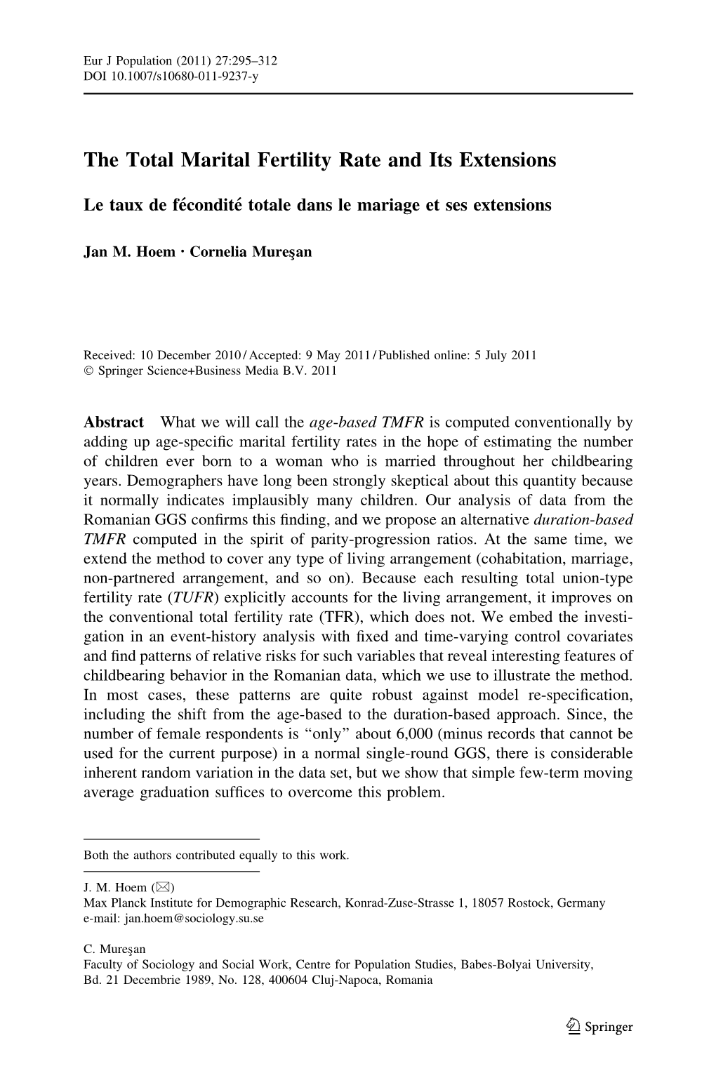 The Total Marital Fertility Rate and Its Extensions