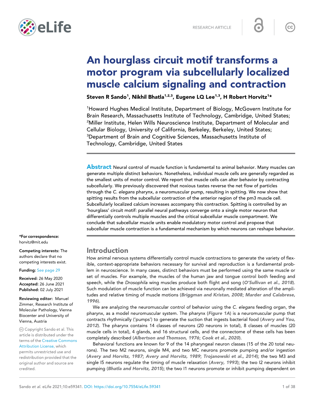 An Hourglass Circuit Motif Transforms a Motor Program Via Subcellularly Localized Muscle Calcium Signaling and Contraction