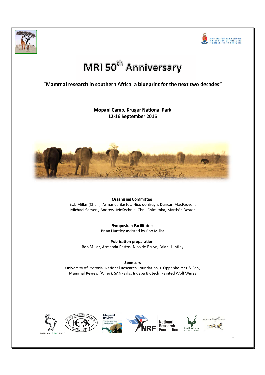 “Mammal Research in Southern Africa: a Blueprint for the Next Two Decades”