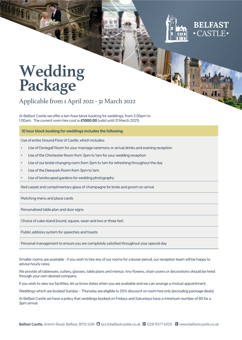 Wedding Package Applicable from 1 April 2021 - 31 March 2022
