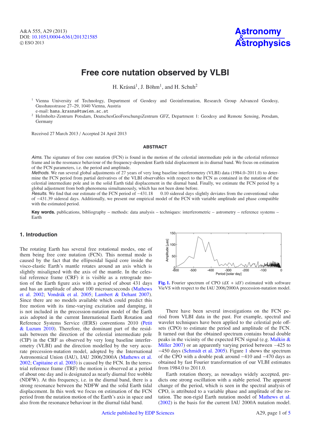 Free Core Nutation Observed by VLBI