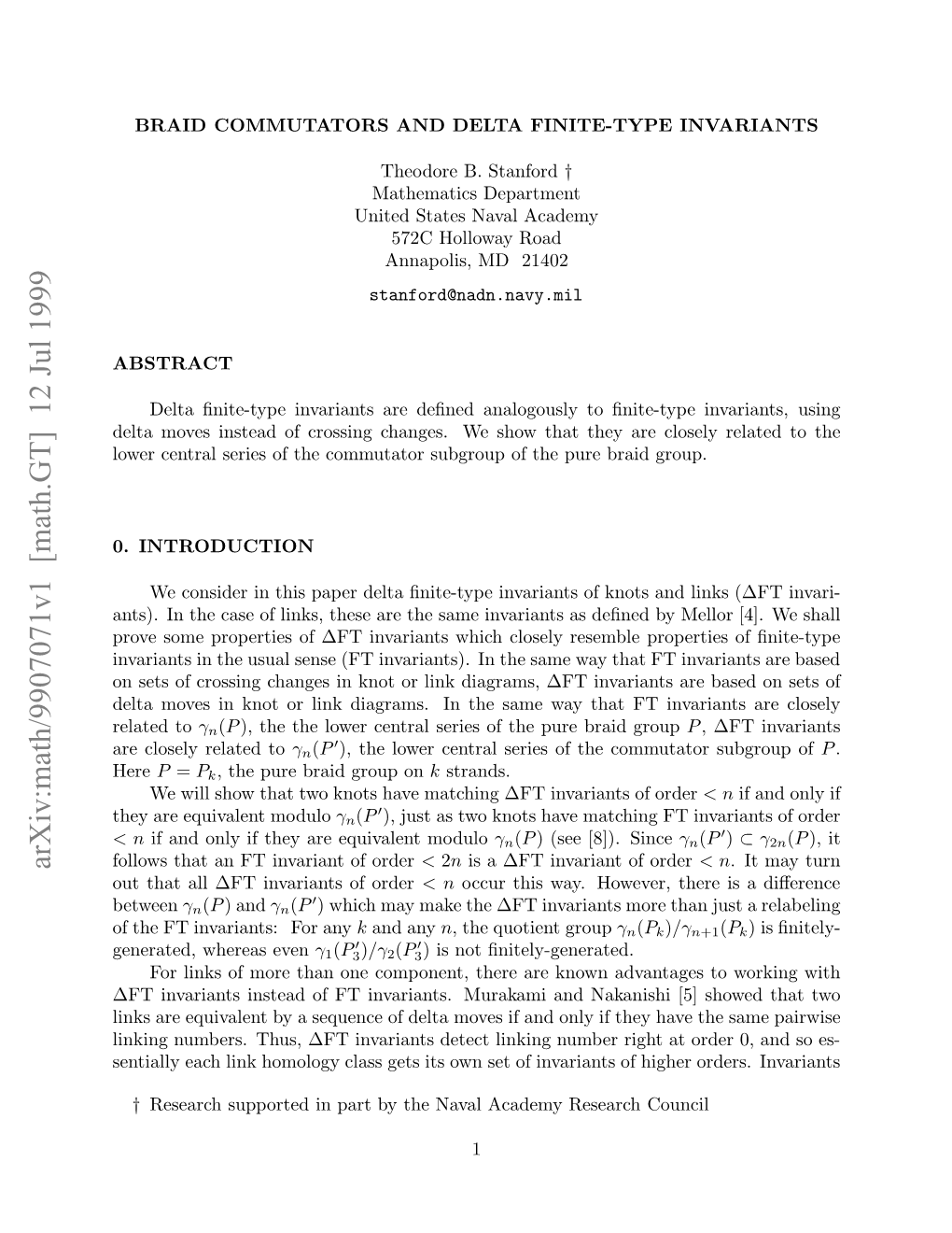 [Math.GT] 12 Jul 1999 Here ABSTRACT Hyaeeuvln Modulo Equivalent Are They .INTRODUCTION 0