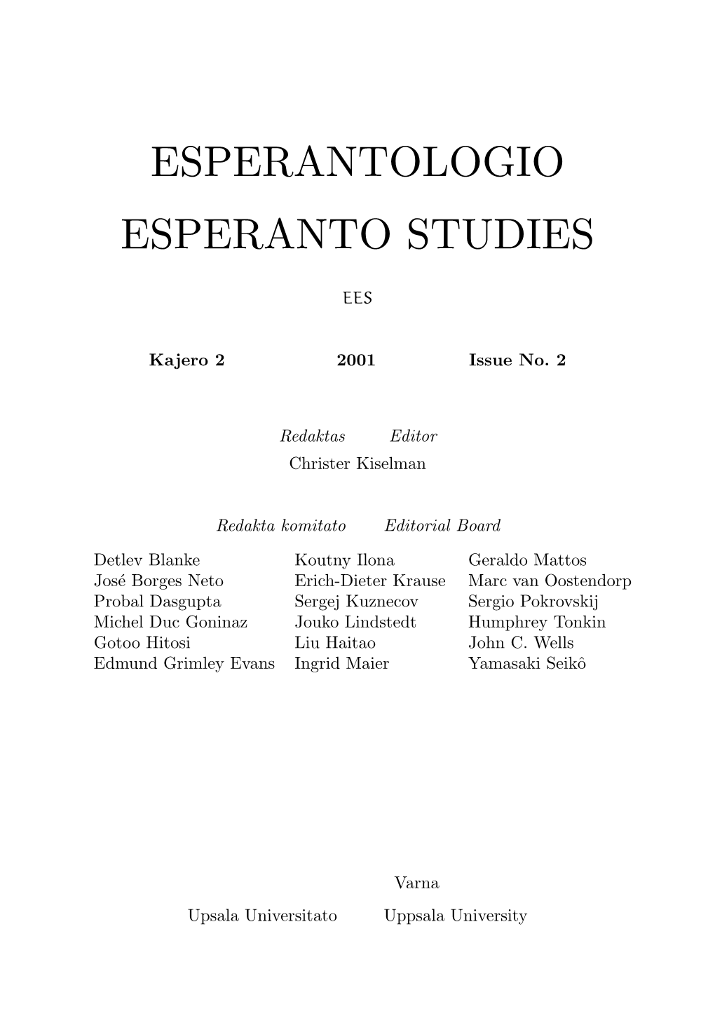 Esperantologio Esperanto Studies