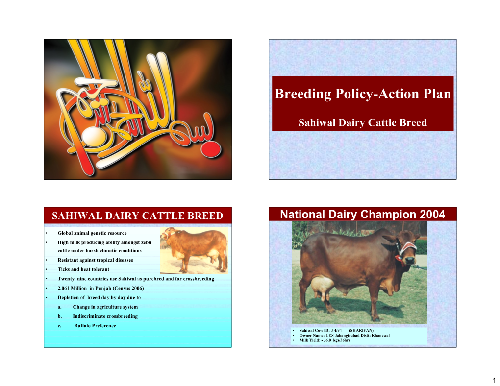 Breeding Policy-Action Plan