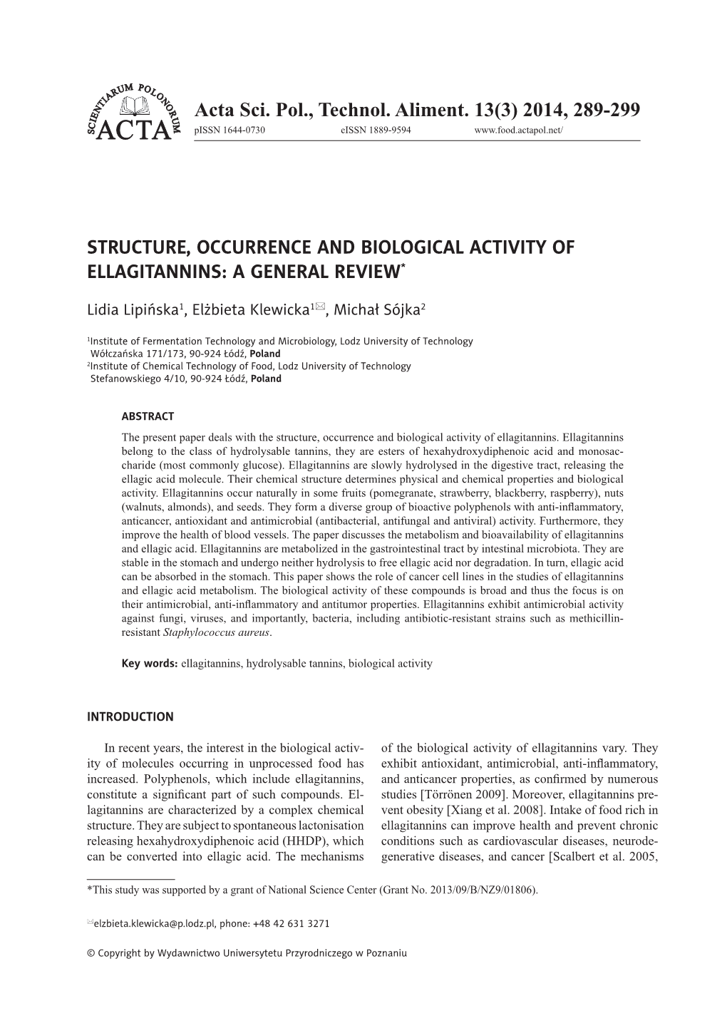 Acta Sci. Pol., Technol. Aliment. 13(3) 2014, 289-299 I M