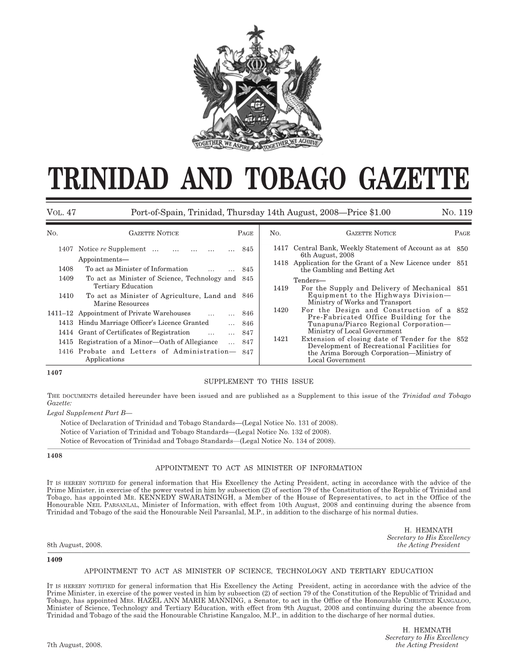 Gazette No. 119 of 2008.Pdf