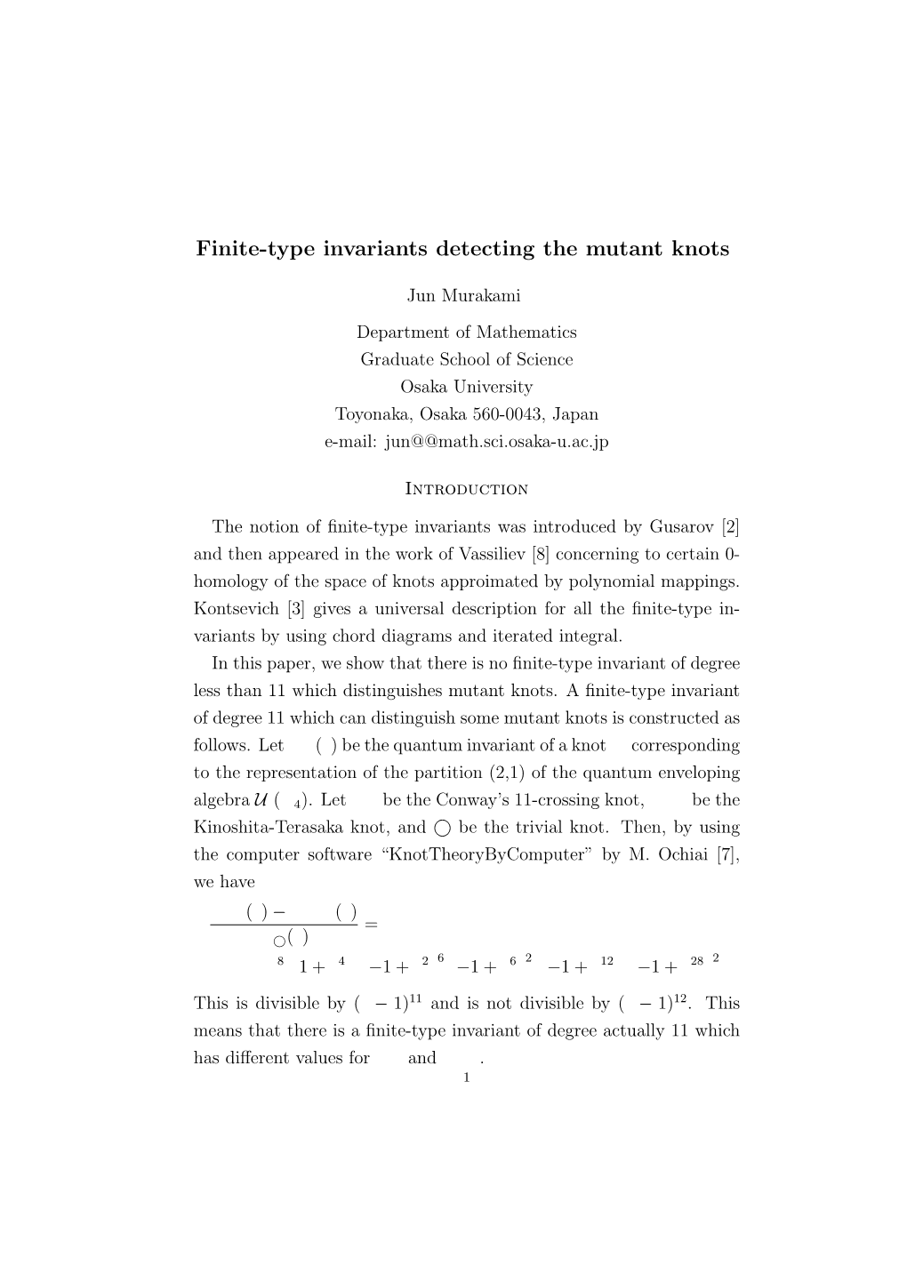 Finite-Type Invariants Detecting the Mutant Knots