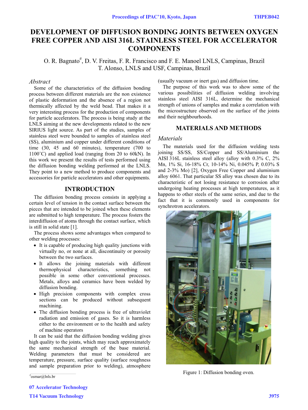 Development of Diffusion Bonding Joints Between Oxgen Free Copper