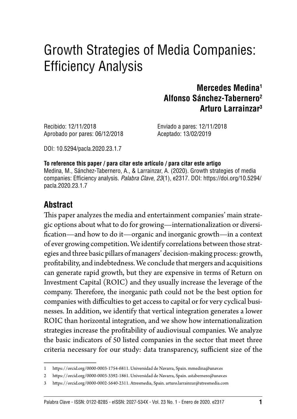 Growth Strategies of Media Companies: Efficiency Analysis