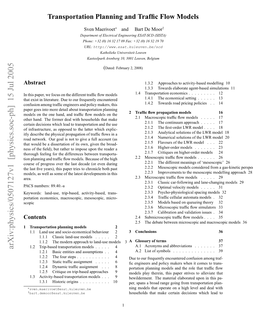 Transportation Planning and Traffic Flow Models