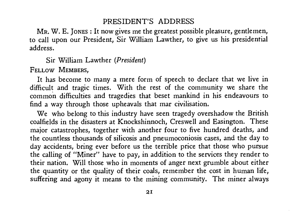 William Lawther, to Give Us His Presidential Address
