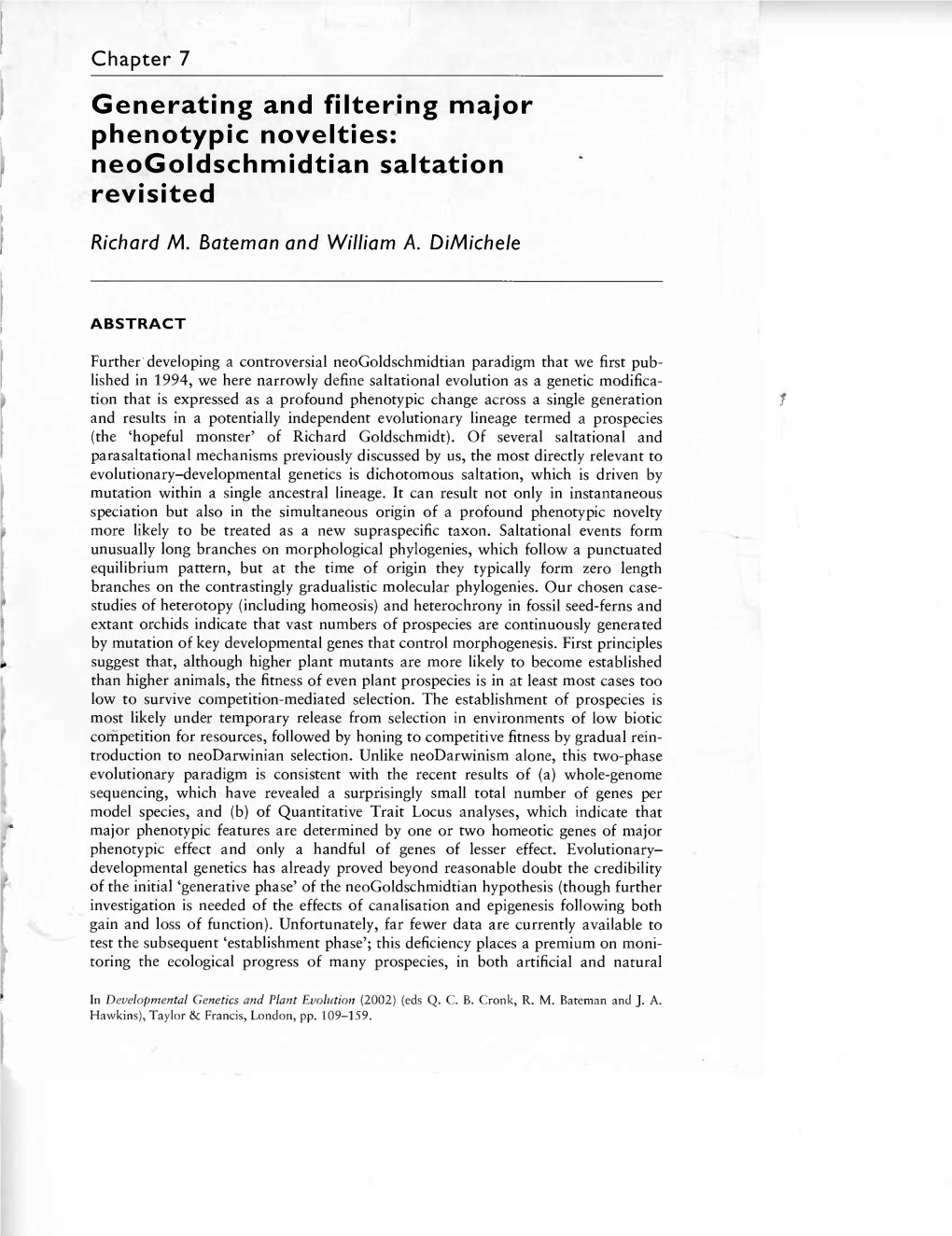 Generating and Filtering Major Phenotypic Novelties: Neogoldschmidtian Saltation Revisited