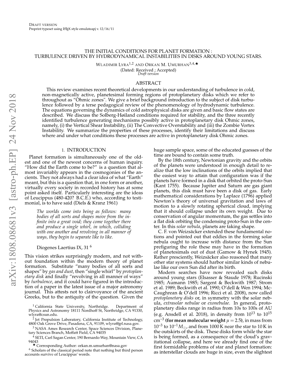 Arxiv:1808.08681V3 [Astro-Ph.EP] 24 Nov 2018 Tion of a Paper in the Latest Issue of a Major Astronomy Et Al