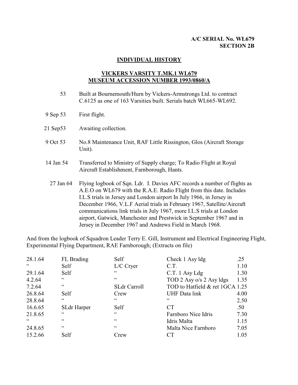 A/C SERIAL No. WL679 SECTION 2B