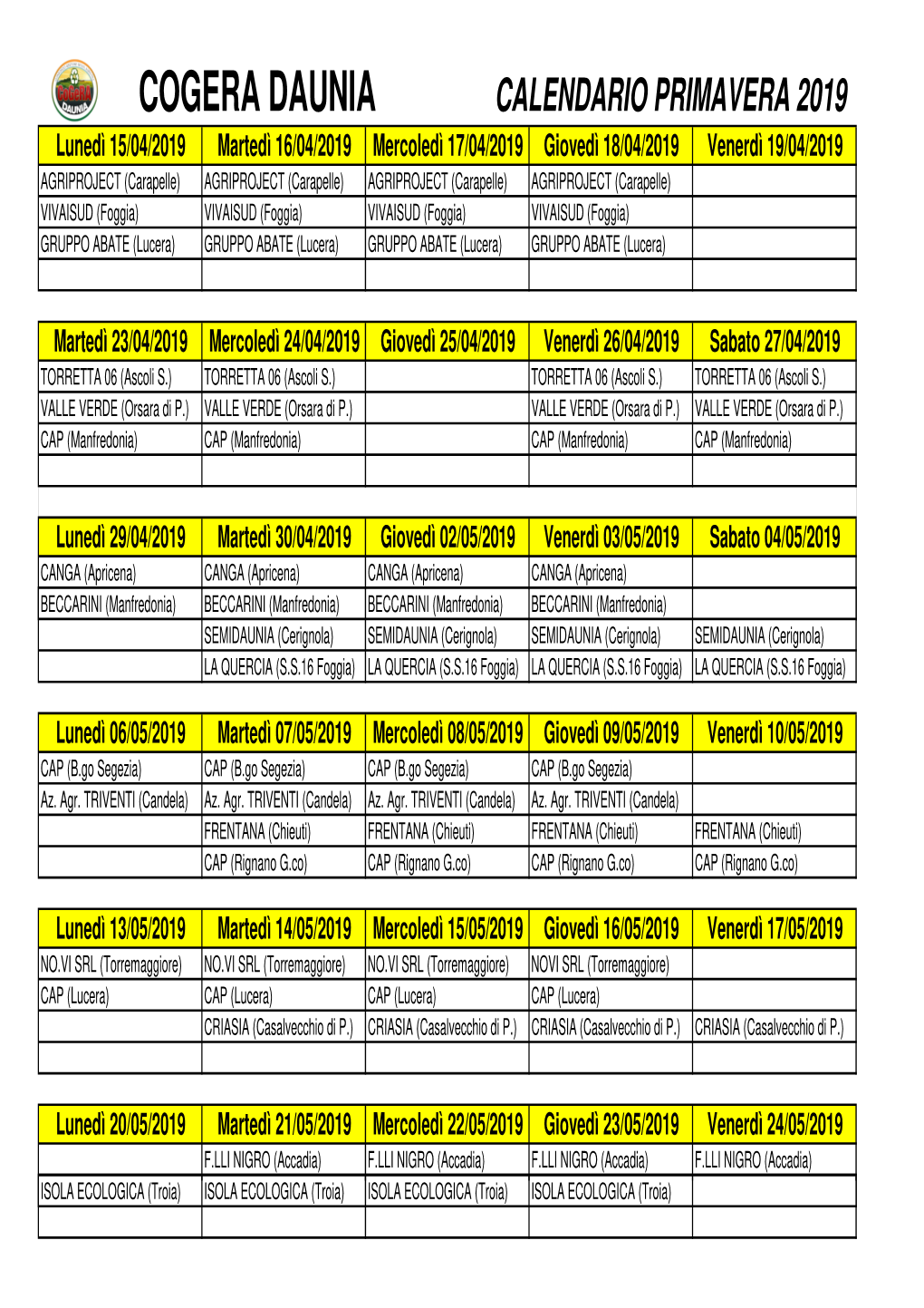 Calendario Pri 2019