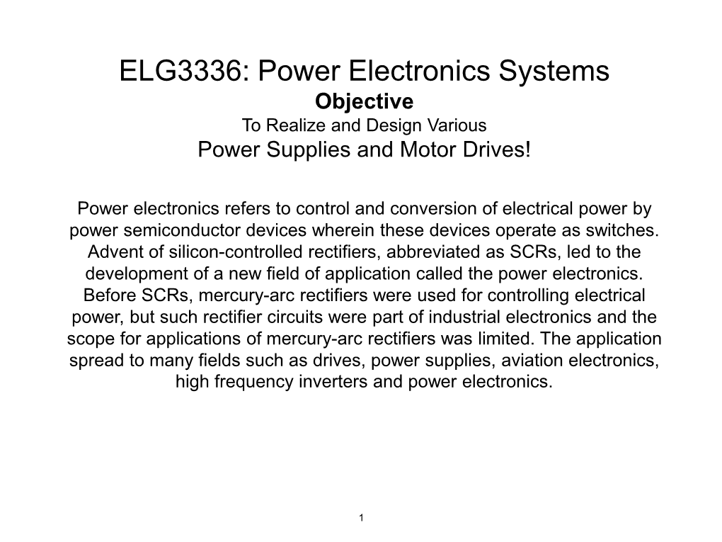 Introduction to Power Electronics