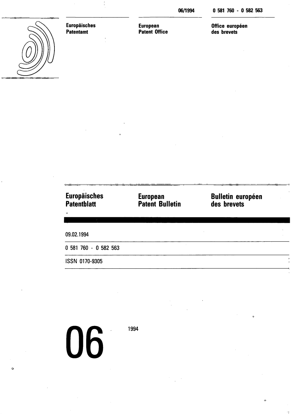 European Patent Bulletin 1994/06