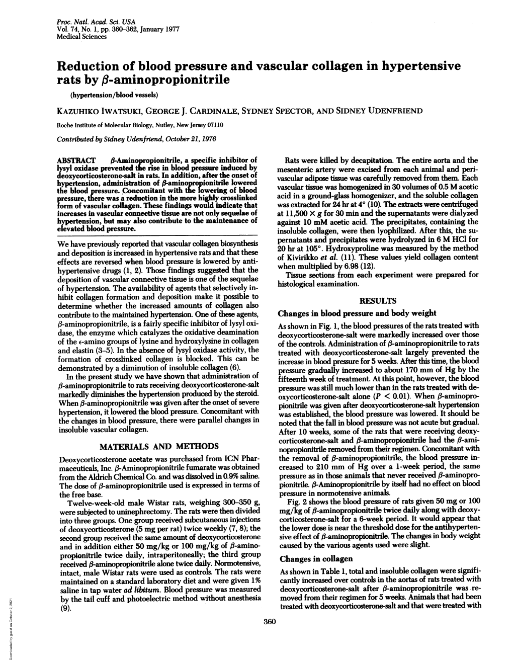 Rats by Fl-Aminopropionitrile (Hypertension/Blood Vessels) KAZUHIKO IWATSUKI, GEORGE J