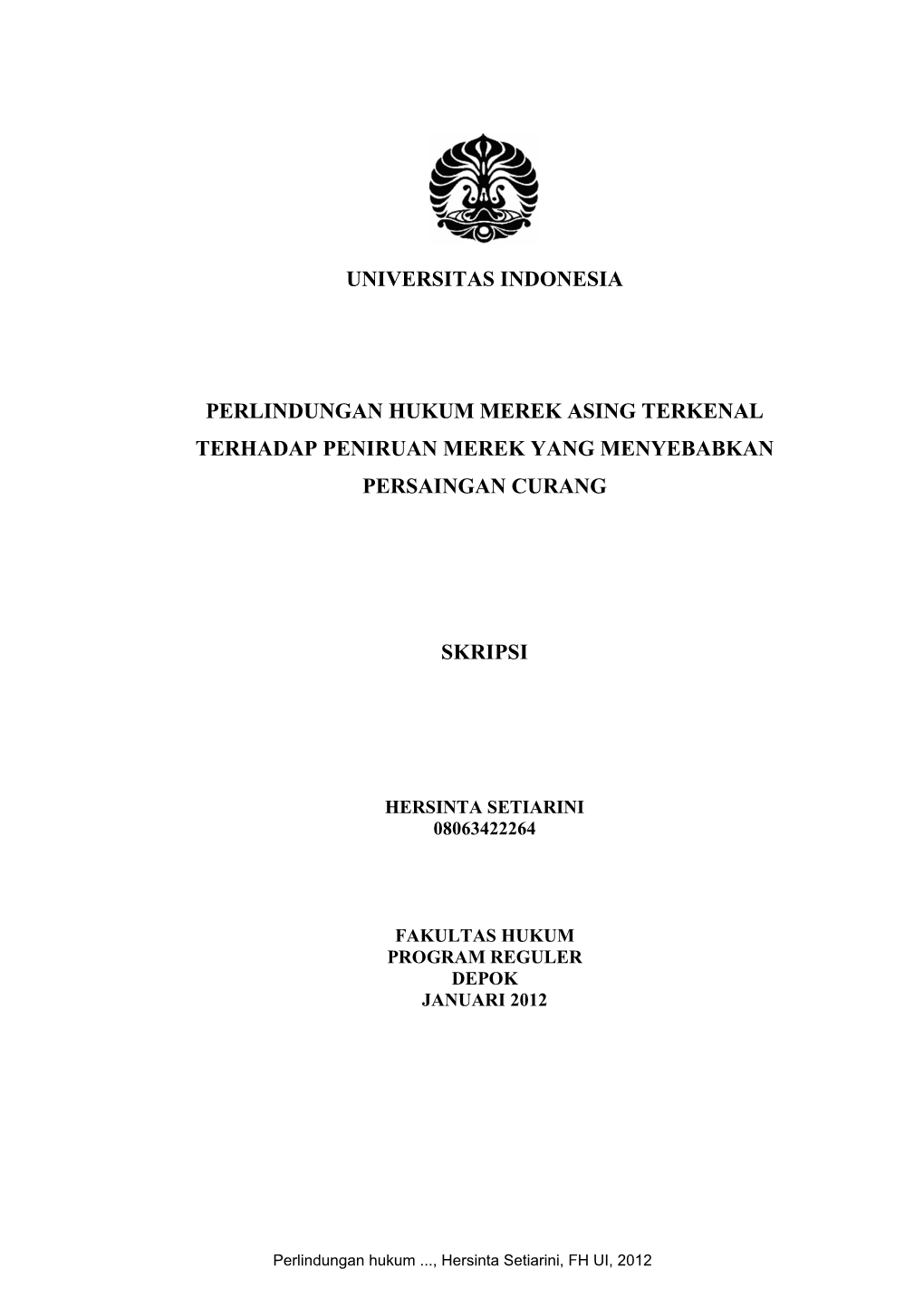 Universitas Indonesia Perlindungan Hukum Merek Asing Terkenal