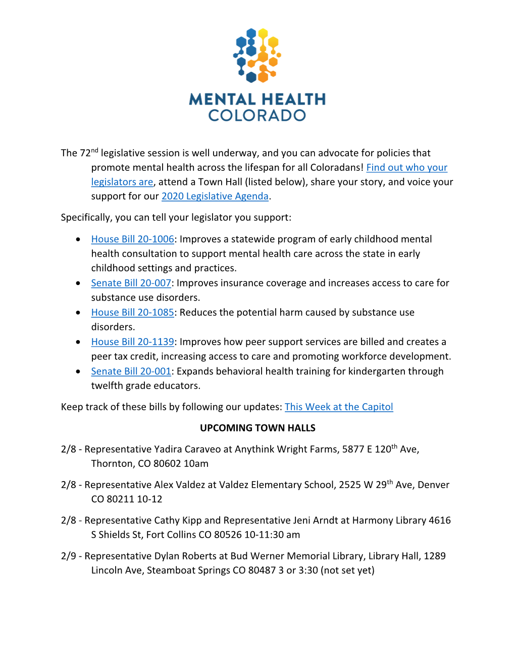 Attend a Town Hall (Listed Below), Share Your Story, and Voice Your Support for Our 2020 Legislative Agenda