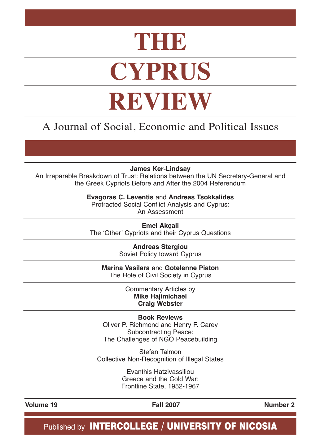 THE CYPRUS REVIEW a Journal of Social, Economic and Political Issues