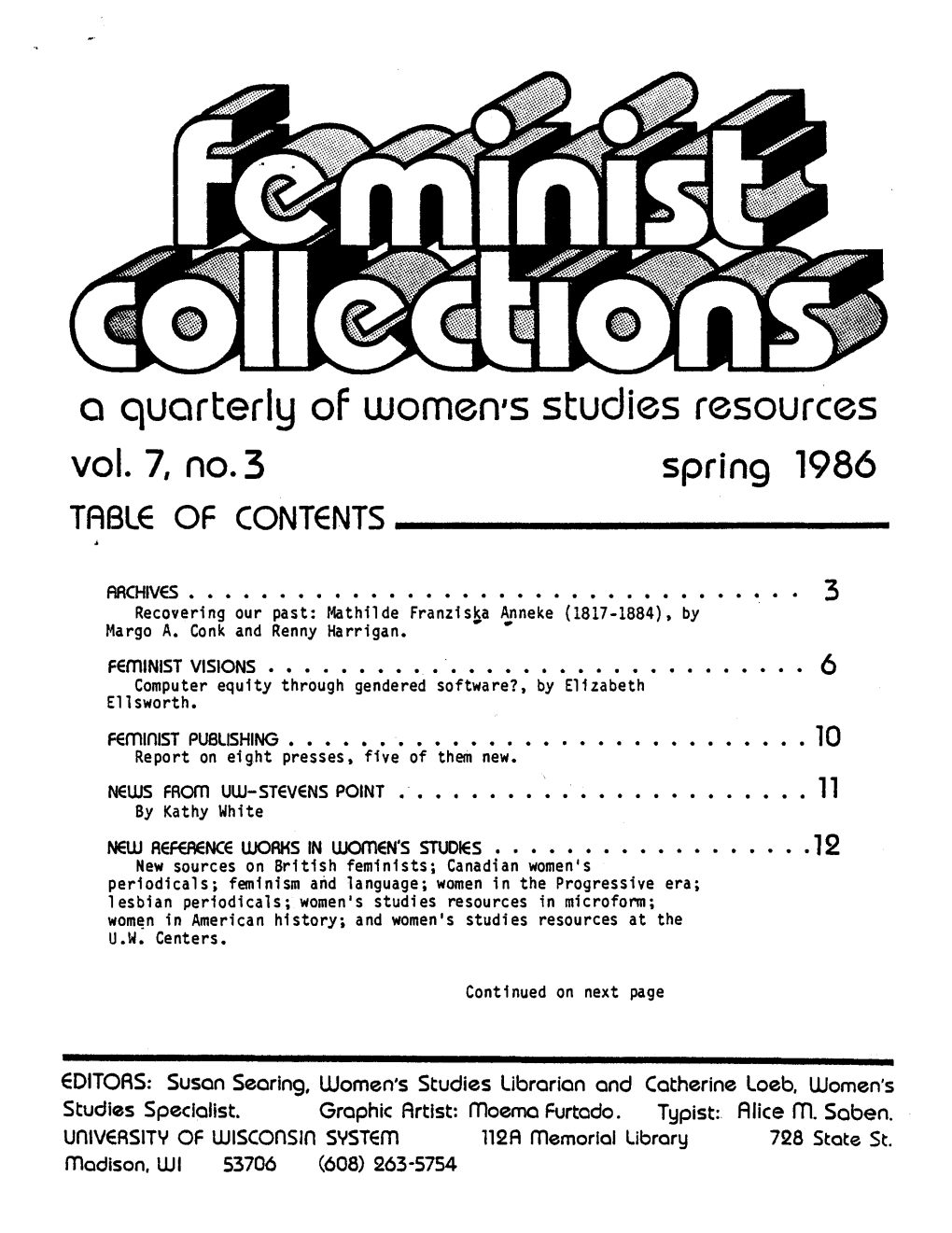 A Quarterly of Women1s Studies Resources Vol